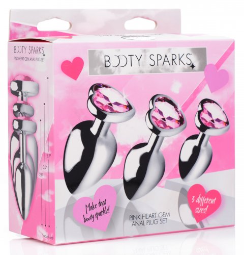 Booty Sparks Pink Heart Gem Anal Plug Set SimpleeDiscreet Booty Sparks Pink Heart Gem Anal Plug Set SimpleeDiscreet