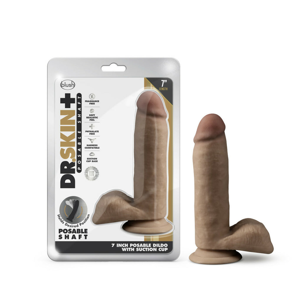 Dr. Skin Plus 7in Posable Girthy Dildo Mocha