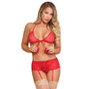 Marabou Bra Skirt & G-STRING Red L/XL