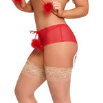 Marabou Bra Skirt & G-STRING Red S/M