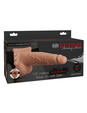 Simplee Fetish 7.5 in Hollow Squirting Strap-on with Balls Flesh
