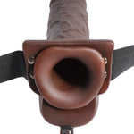implee Fetish 9 inches Hollow Squirting Strap On with Balls Brown