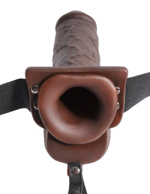 implee Fetish 9 inches Hollow Squirting Strap On with Balls Brown