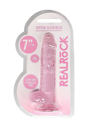 Realistic Dildo with Balls Clear Pink