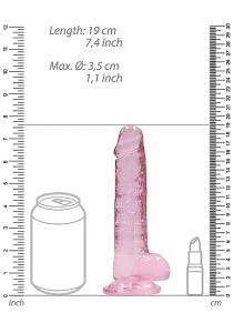 Realistic Dildo with Balls Clear Pink